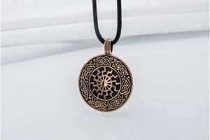 Black Sun with Viking Ornament Pendant Bronze Viking Jewelry - vikingworkshop