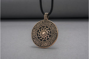 Black Sun with Viking Ornament Pendant Bronze Viking Jewelry - vikingworkshop