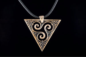 Unique Pendant with Triskel Spiral Bronze Celtic Jewelry - vikingworkshop