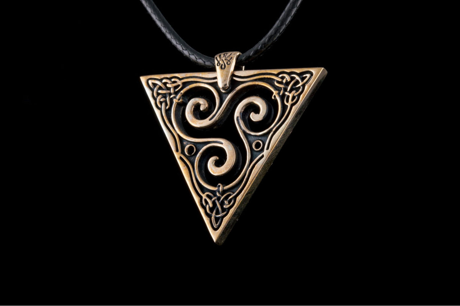 Unique Pendant with Triskel Spiral Bronze Celtic Jewelry - vikingworkshop