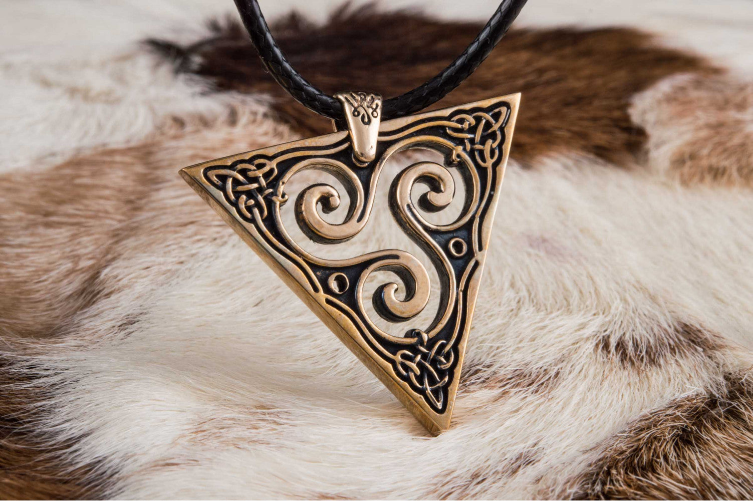 Unique Pendant with Triskel Spiral Bronze Celtic Jewelry - vikingworkshop