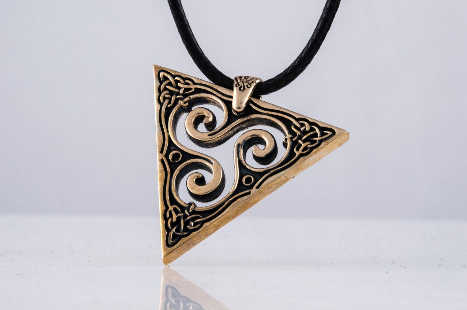 Unique Pendant with Triskel Spiral Bronze Celtic Jewelry - vikingworkshop