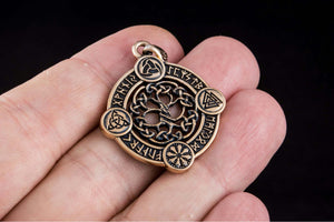 Yggdrasil The World Tree Pendant with Norse Symbols Bronze Viking Jewelry - vikingworkshop