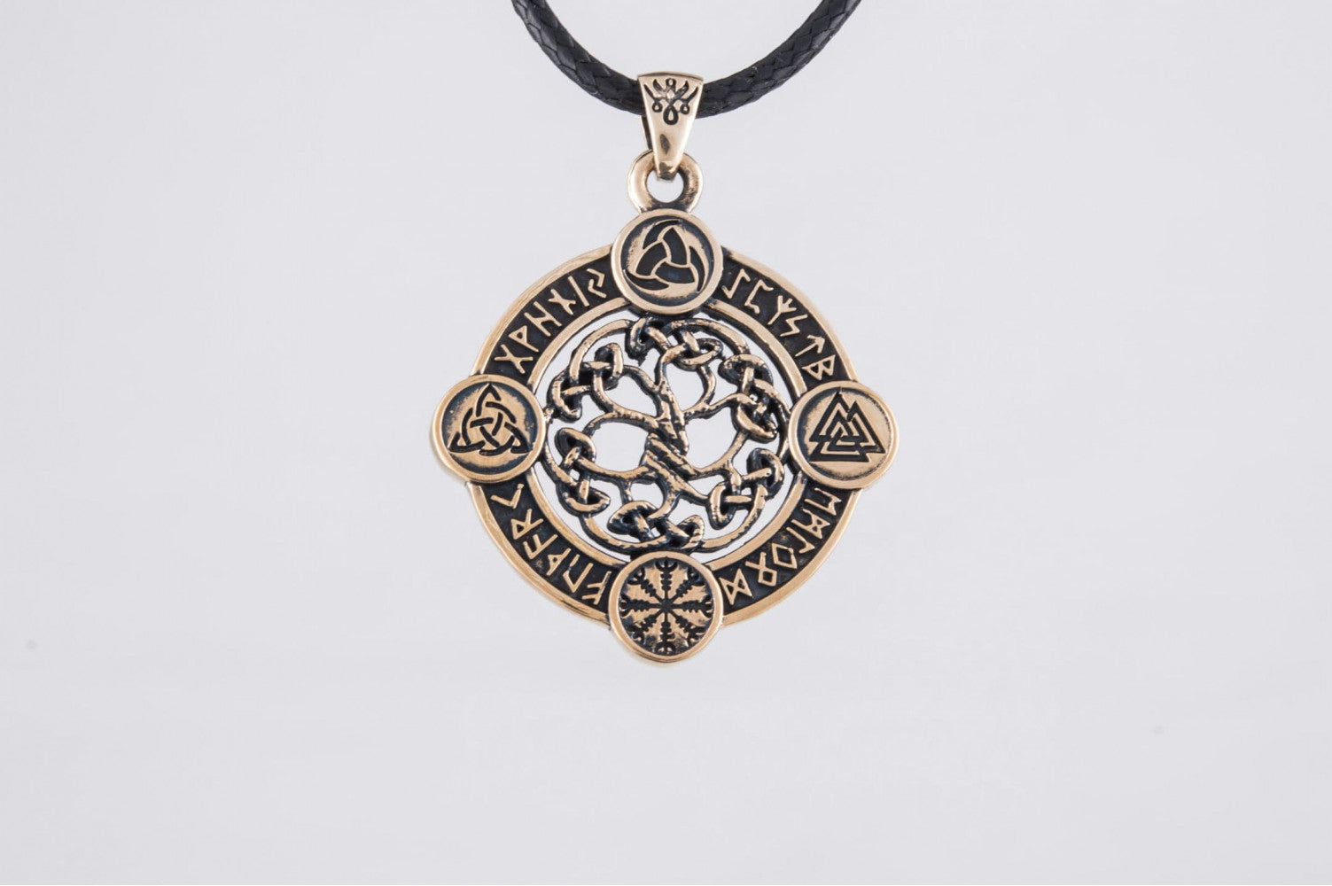 Yggdrasil The World Tree Pendant with Norse Symbols Bronze Viking Jewelry - vikingworkshop