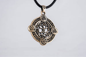 Yggdrasil The World Tree Pendant with Norse Symbols Bronze Viking Jewelry - vikingworkshop