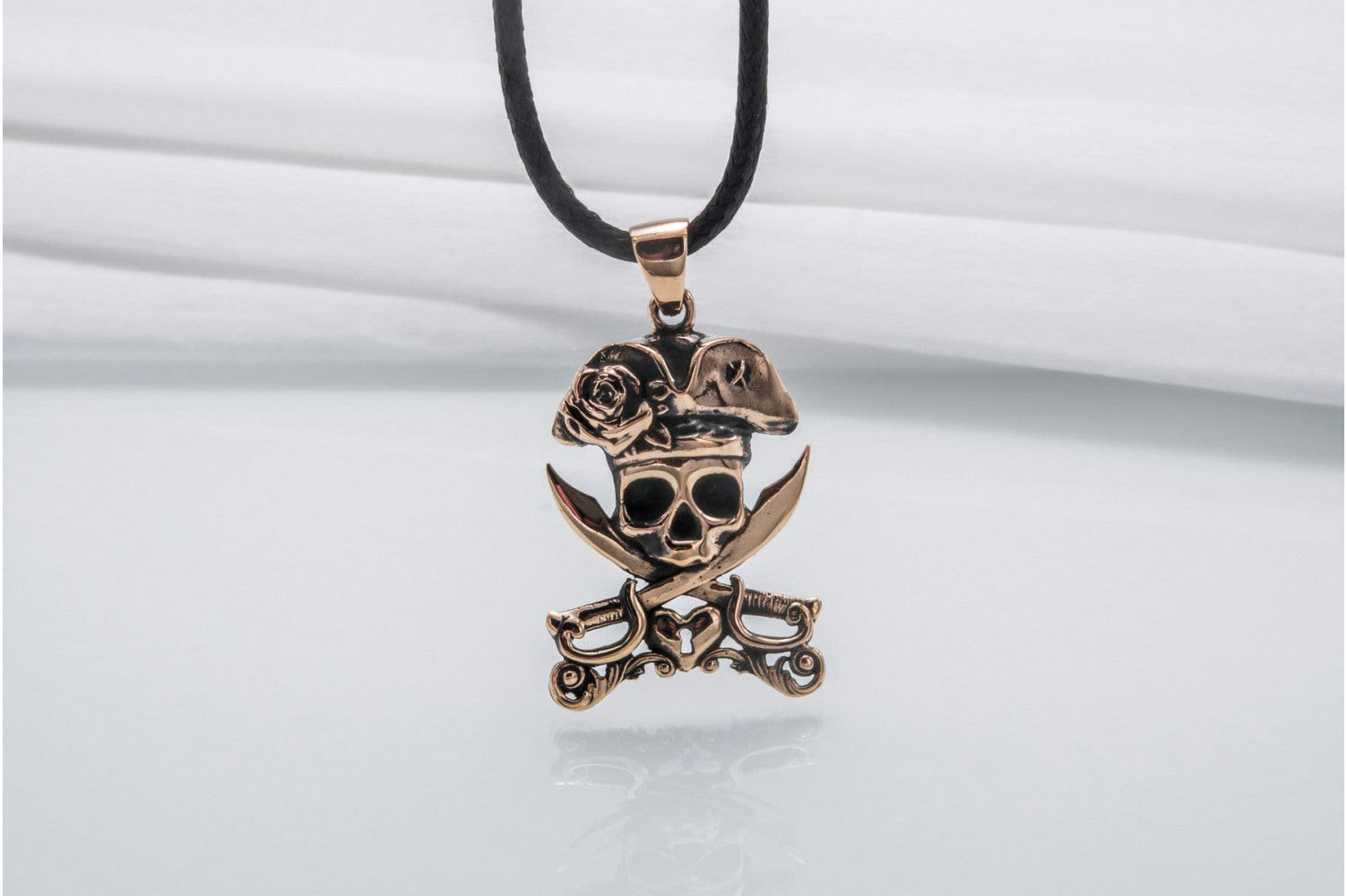 Jolly Roger Pendant Handmade Starling Bronze Jewelry - vikingworkshop