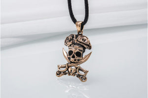 Jolly Roger Pendant Handmade Starling Bronze Jewelry - vikingworkshop