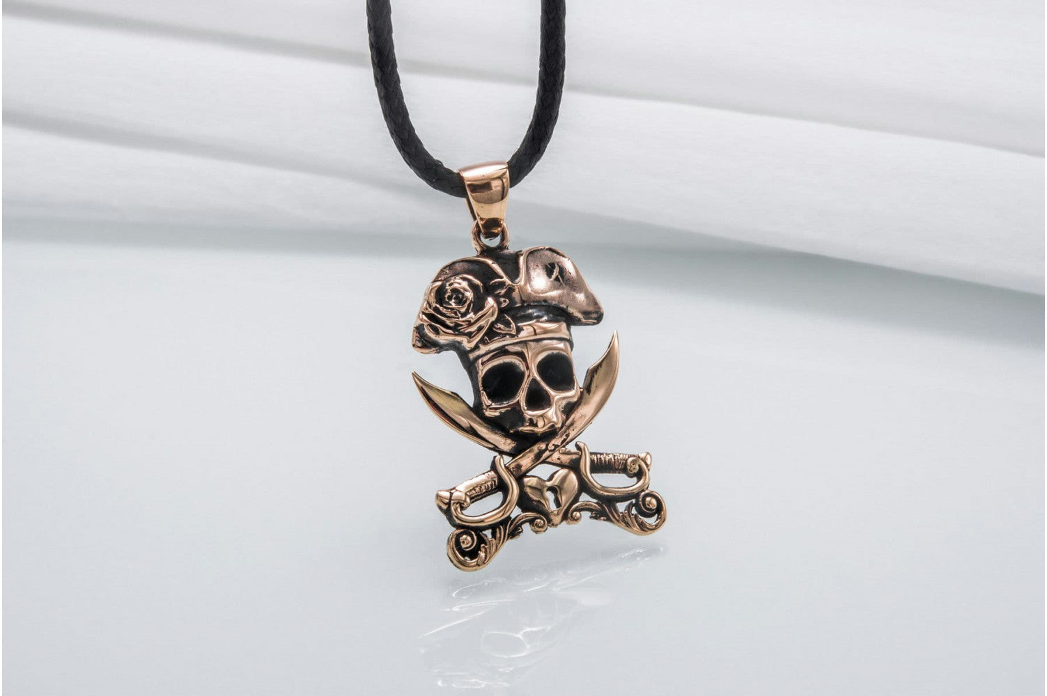 Jolly Roger Pendant Handmade Starling Bronze Jewelry - vikingworkshop