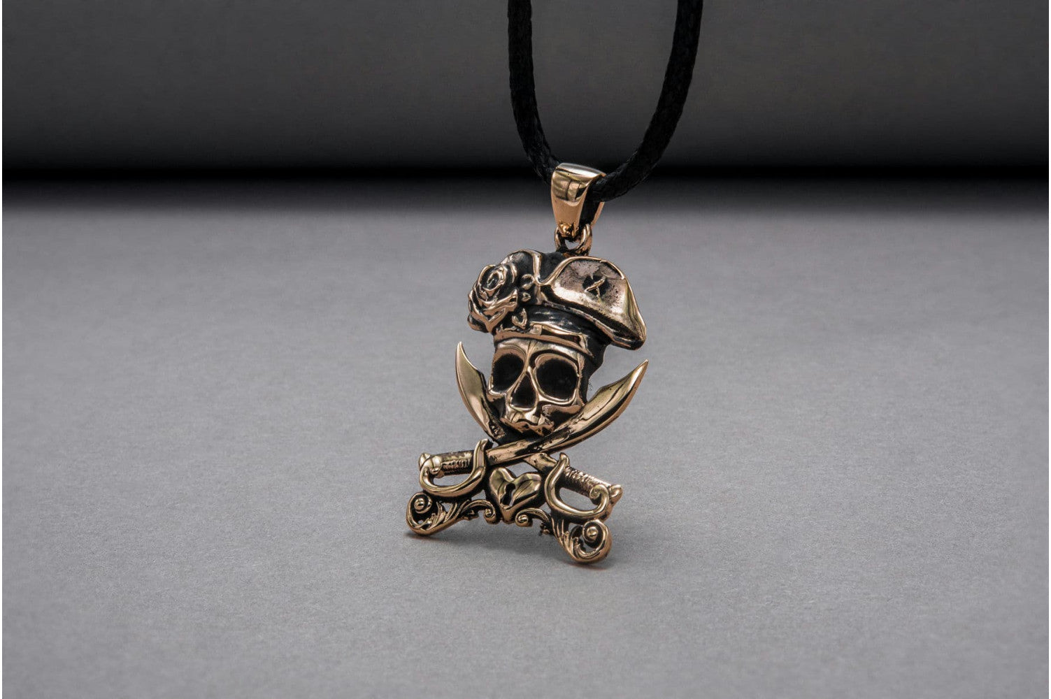 Jolly Roger Pendant Handmade Starling Bronze Jewelry - vikingworkshop