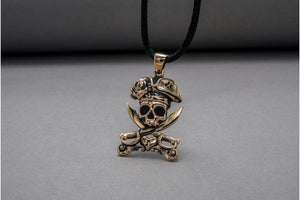 Jolly Roger Pendant Handmade Starling Bronze Jewelry - vikingworkshop