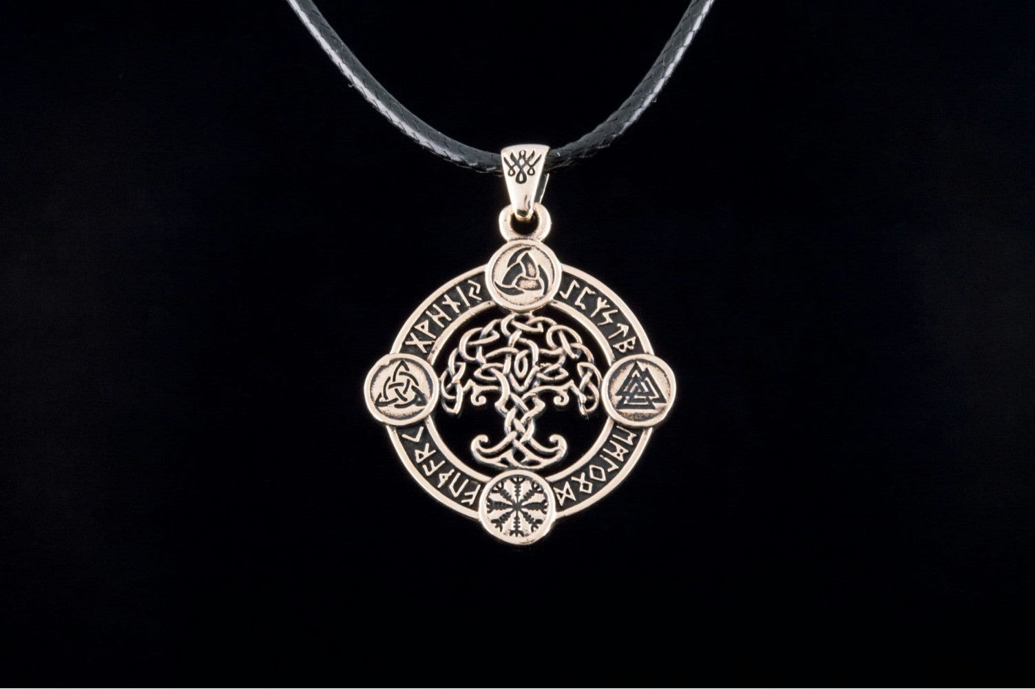 Yggdrasil Pendant with Norse Symbols Bronze Viking Jewelry - vikingworkshop