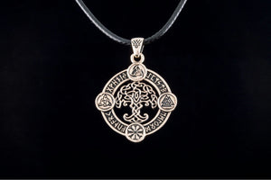 Yggdrasil Pendant with Norse Symbols Bronze Viking Jewelry - vikingworkshop