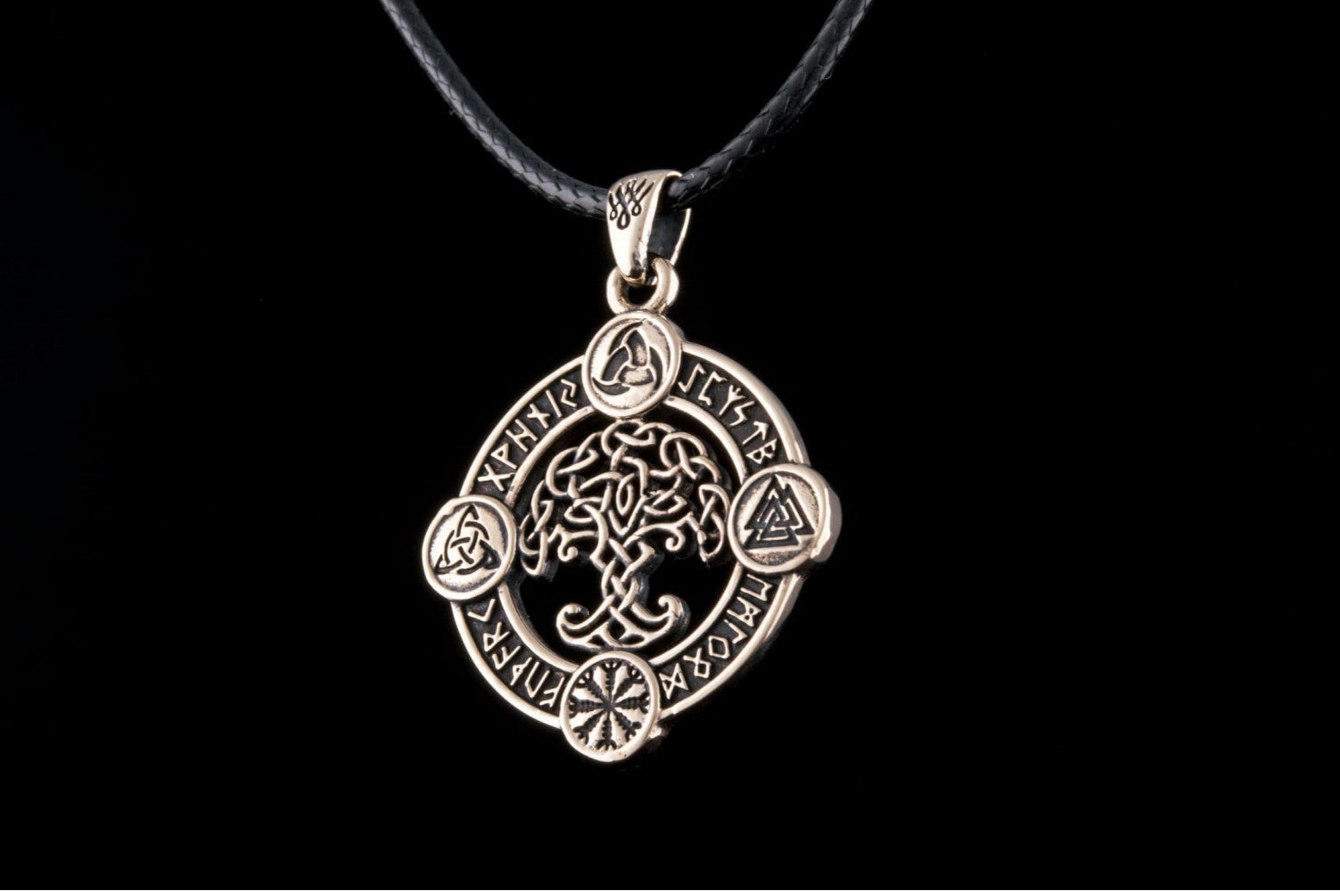 Yggdrasil Pendant with Norse Symbols Bronze Viking Jewelry - vikingworkshop