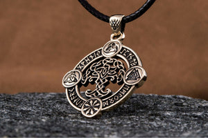 Yggdrasil Pendant with Norse Symbols Bronze Viking Jewelry - vikingworkshop