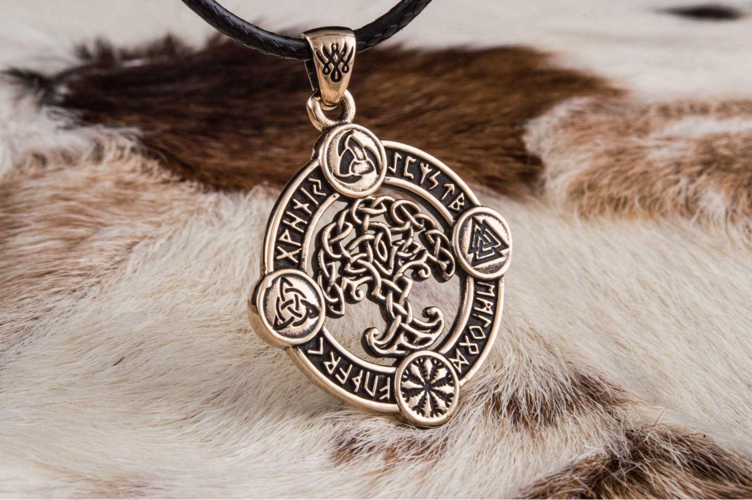 Yggdrasil Pendant with Norse Symbols Bronze Viking Jewelry - vikingworkshop