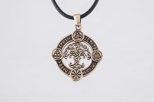 Yggdrasil Pendant with Norse Symbols Bronze Viking Jewelry - vikingworkshop