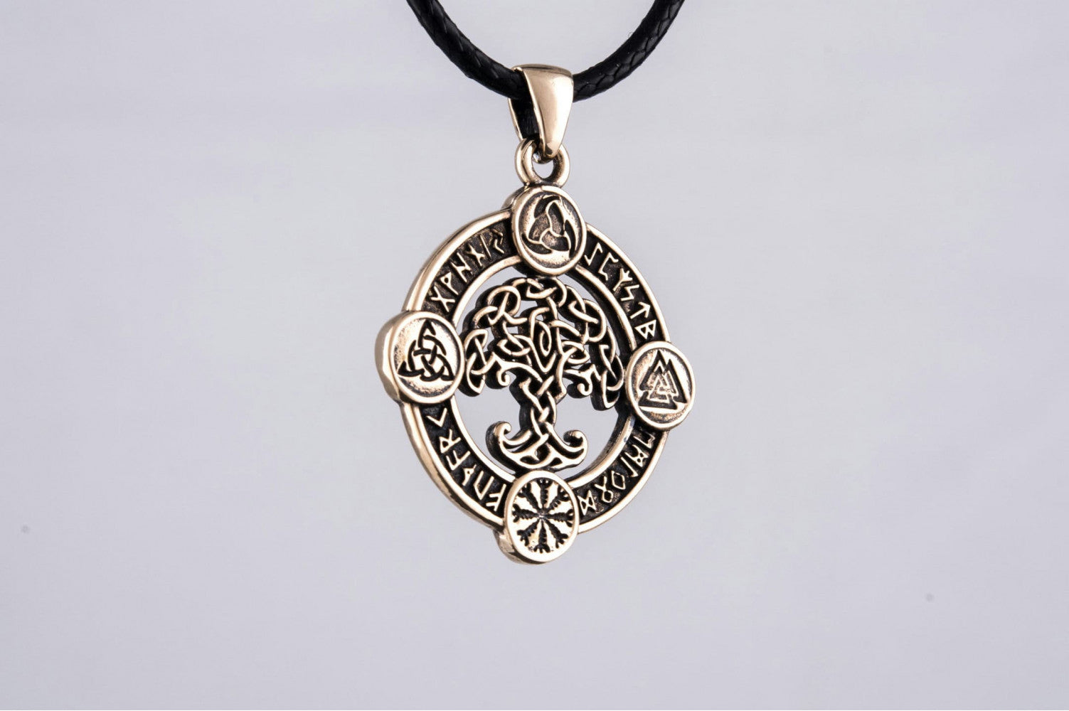 Yggdrasil Pendant with Norse Symbols Bronze Viking Jewelry - vikingworkshop