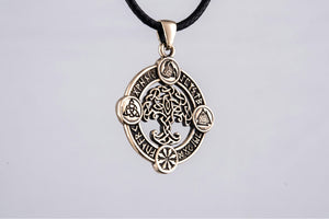 Yggdrasil Pendant with Norse Symbols Bronze Viking Jewelry - vikingworkshop