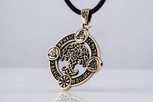 Yggdrasil Pendant with Norse Symbols Bronze Viking Jewelry - vikingworkshop