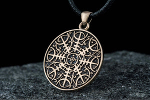 Vegvisir Symbol Pendant Bronze Norse Jewelry - vikingworkshop