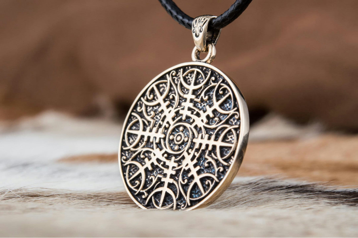 Vegvisir Symbol Pendant Bronze Norse Jewelry - vikingworkshop