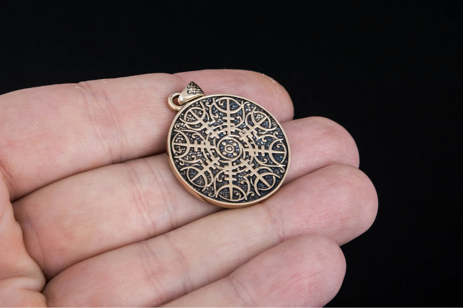 Vegvisir Symbol Pendant Bronze Norse Jewelry - vikingworkshop