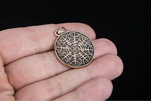 Vegvisir Symbol Pendant Bronze Norse Jewelry - vikingworkshop