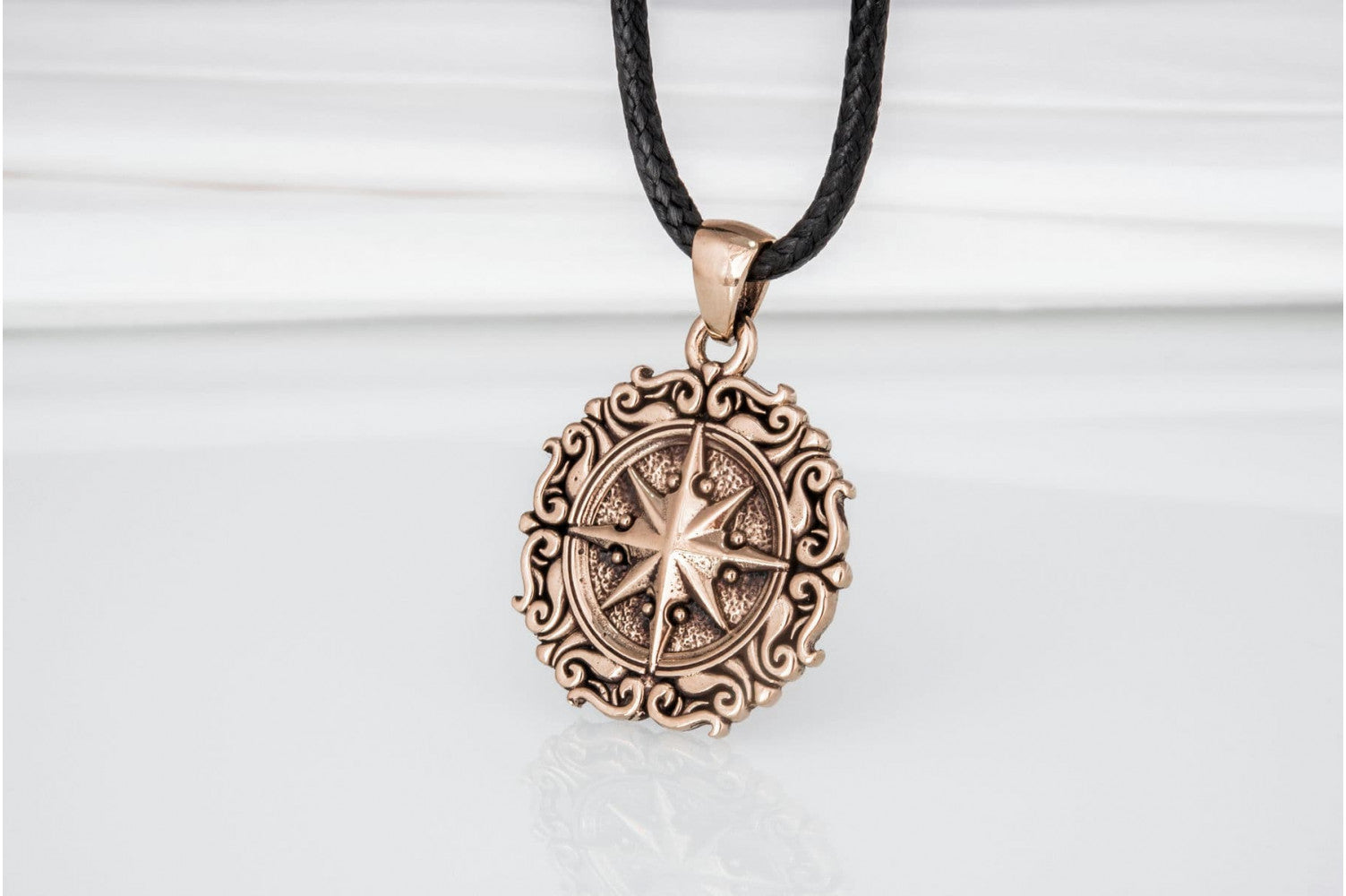 Compass Pendant with Ornament Bronze Jewelry