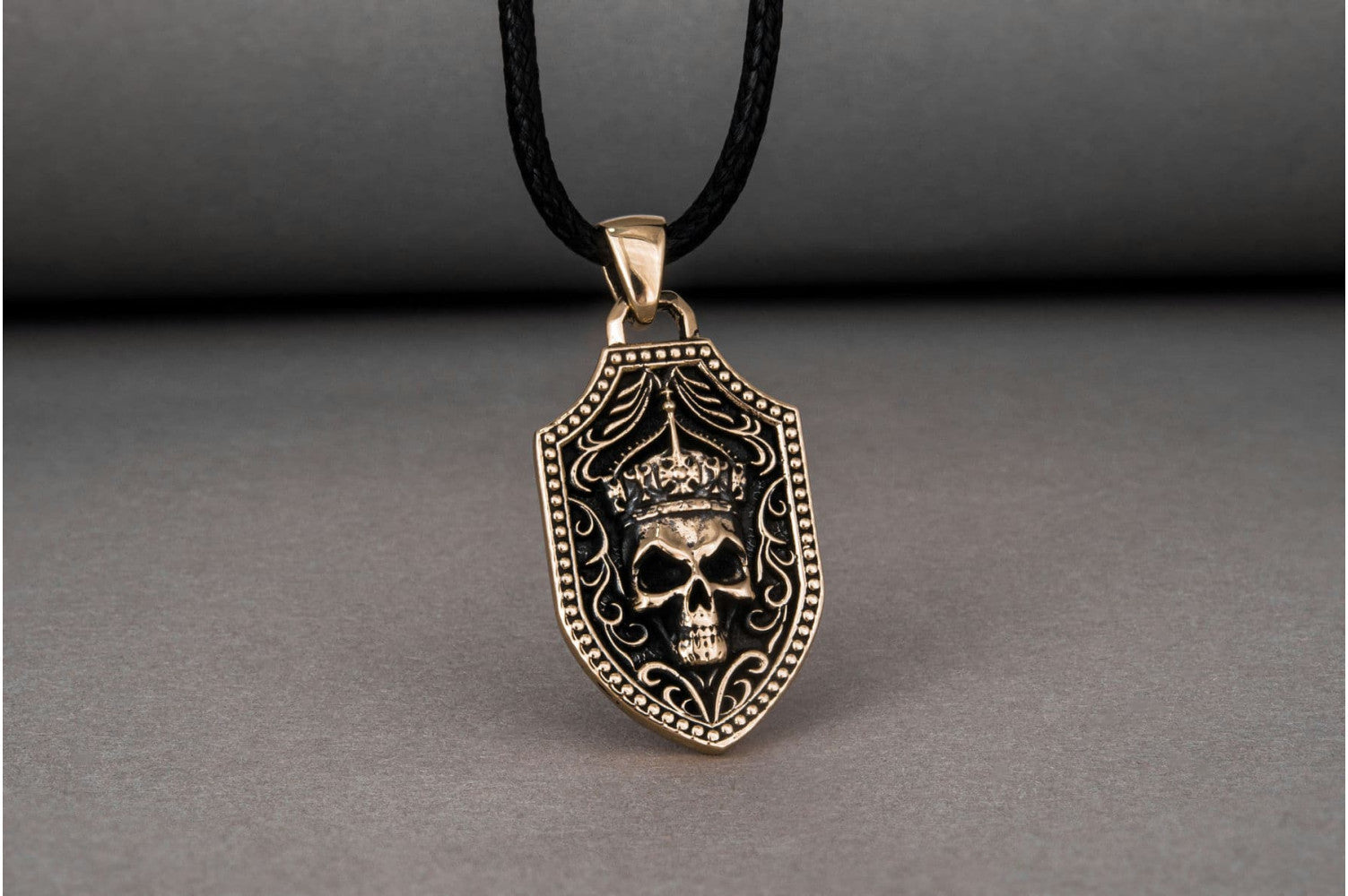 Pendant with Skull Bronze Handmade Jewelry - vikingworkshop