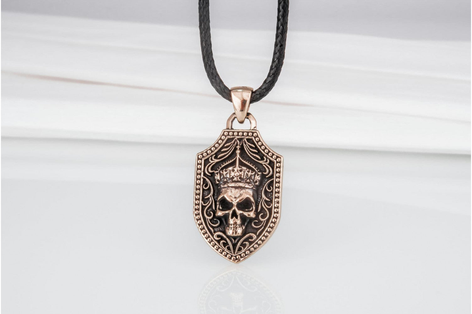 Pendant with Skull Bronze Handmade Jewelry - vikingworkshop