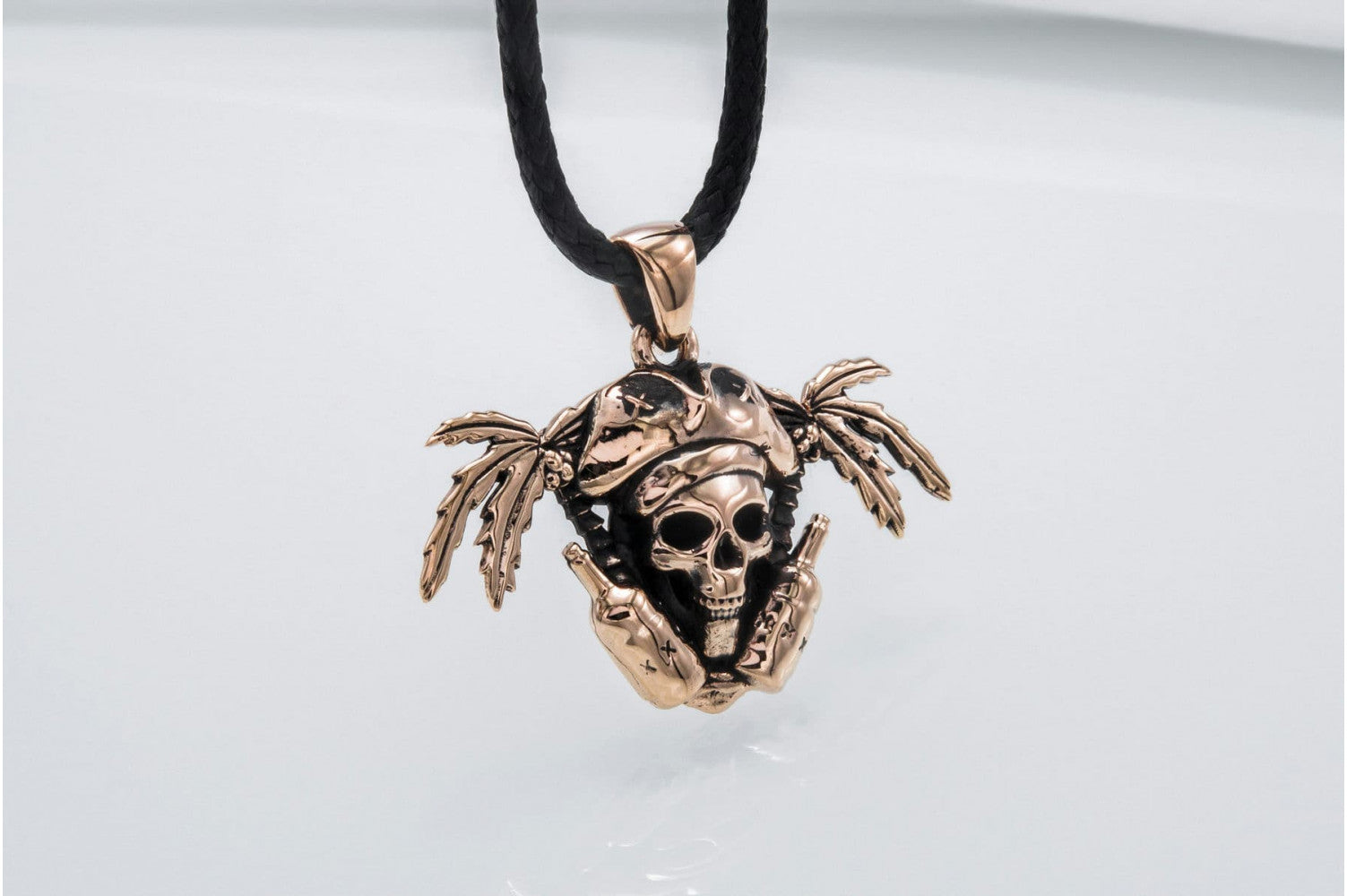 Pirate Skull Pendant Bronze Unique Handmade Jewelry