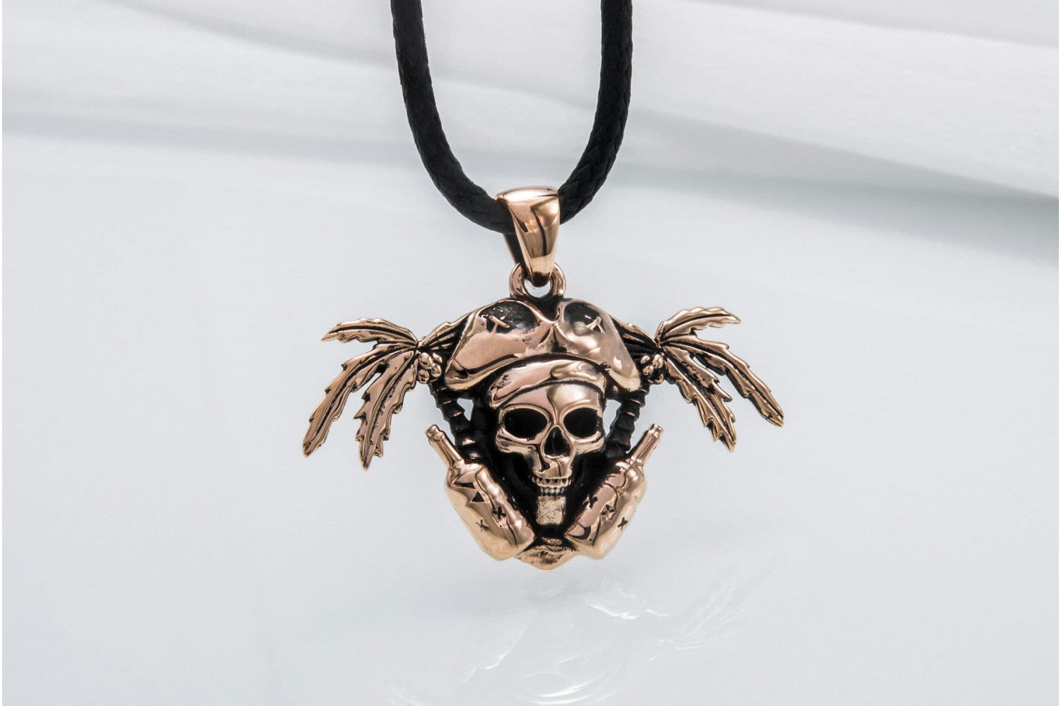 Pirate Skull Pendant Bronze Unique Handmade Jewelry