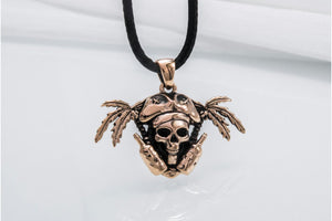 Pirate Skull Pendant Bronze Unique Handmade Jewelry - vikingworkshop