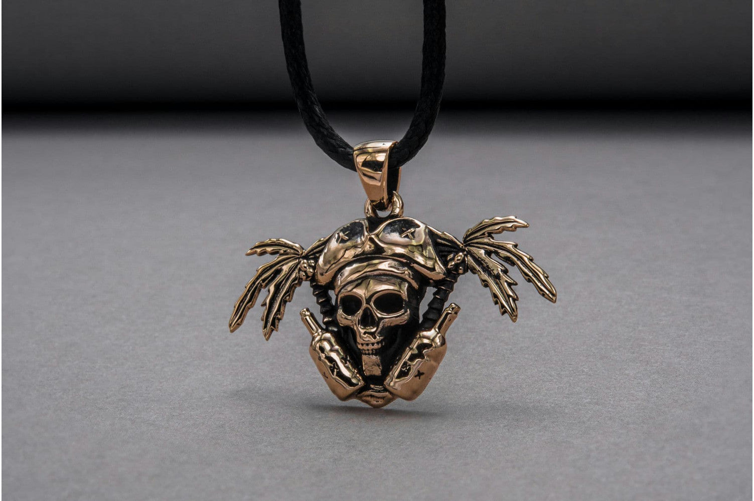 Pirate Skull Pendant Bronze Unique Handmade Jewelry - vikingworkshop