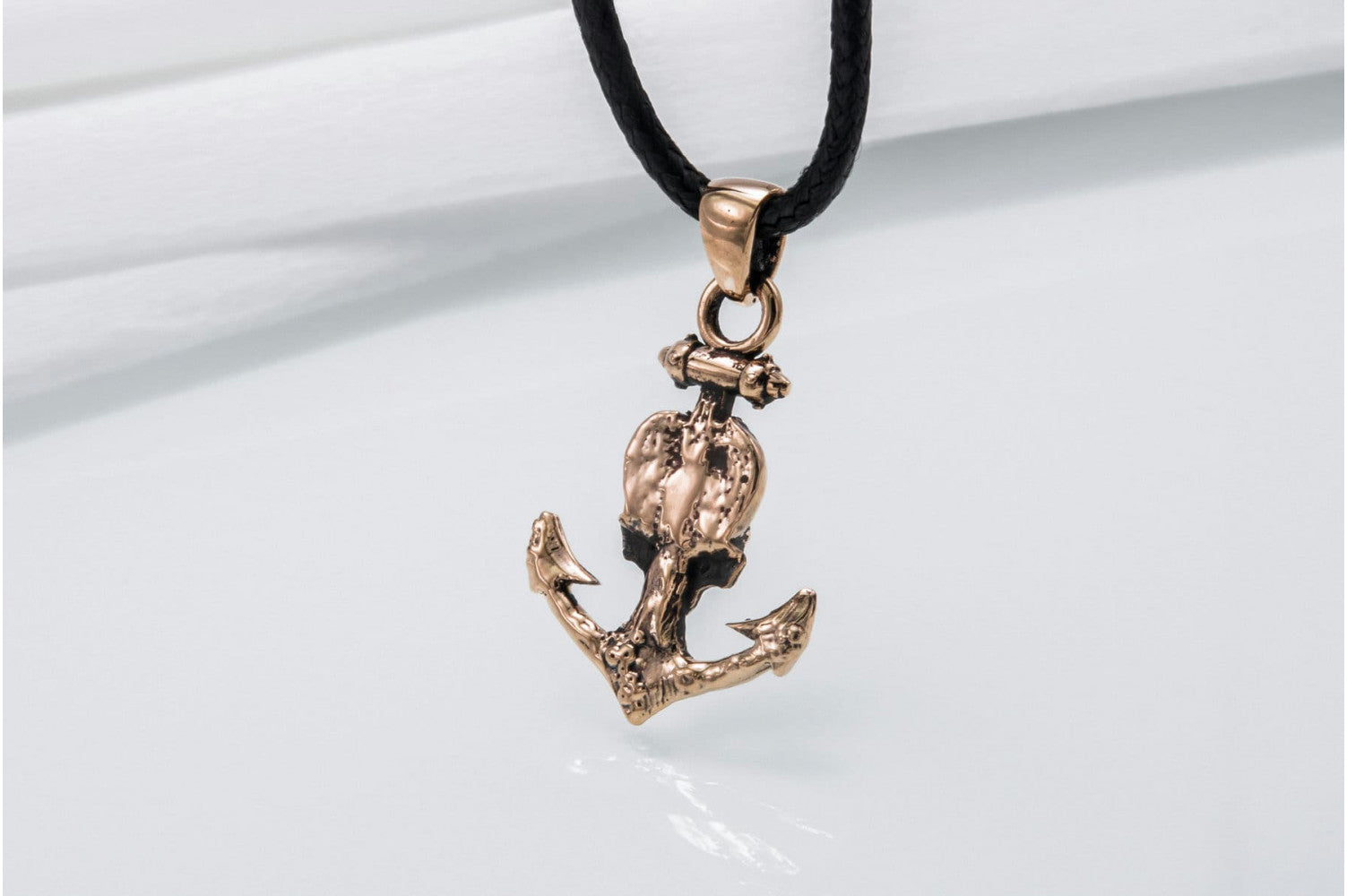 Anchor with Skull Pendant Bronze Unique Handmade Jewelry