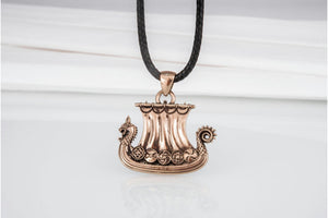 Norse Drakkar Pendant Bronze Viking Jewelry - vikingworkshop