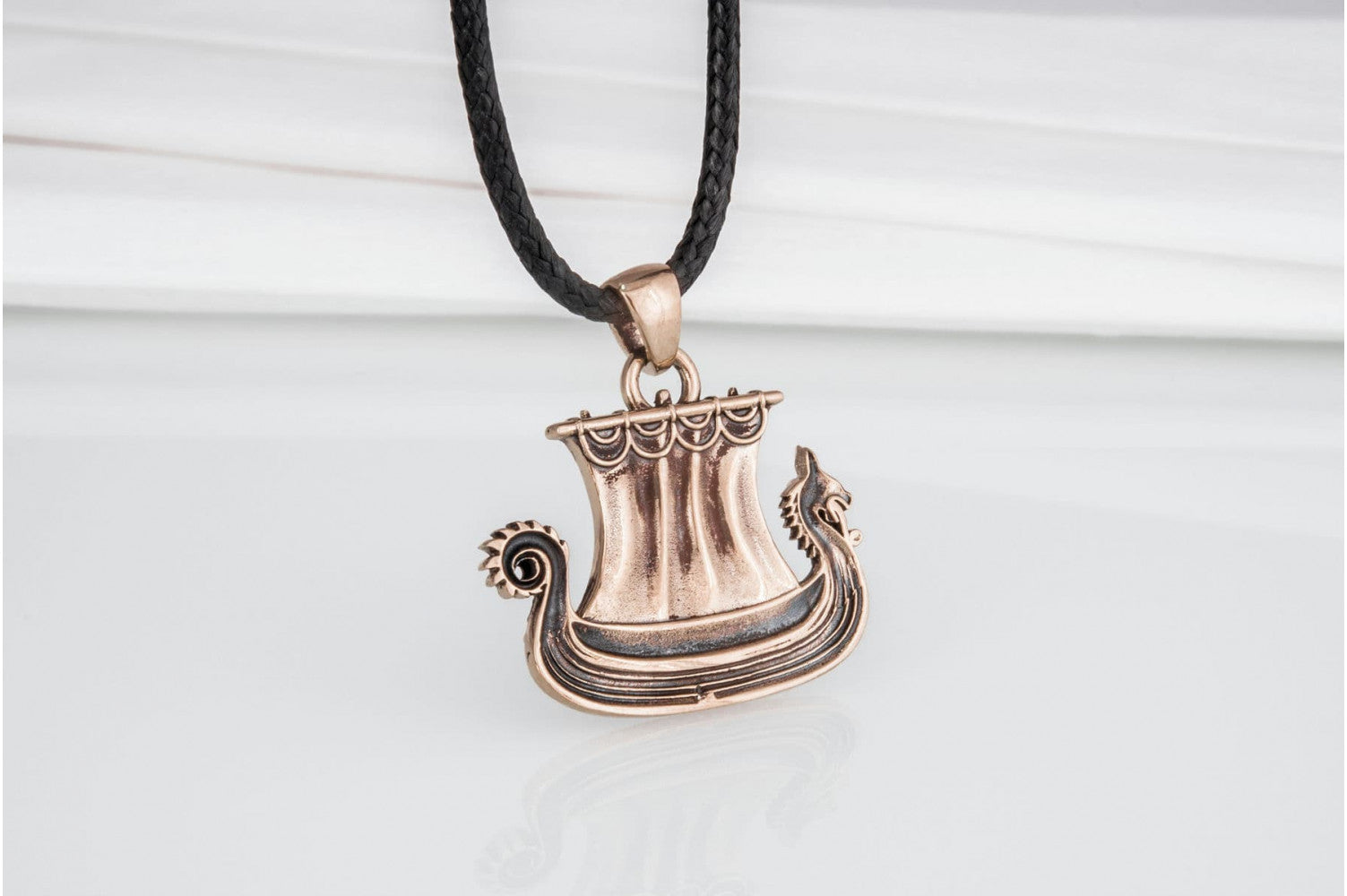 Norse Drakkar Pendant Bronze Viking Jewelry - vikingworkshop