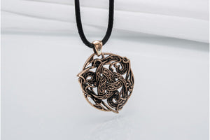 Odin Horn Symbol Pendant with Ornament Bronze Norse Jewelry - vikingworkshop