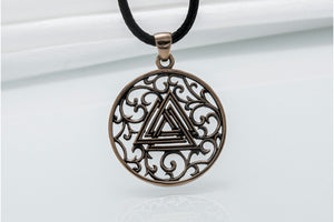 Norse Pendant with Valknut Symbol Bronze Handmade Jewelry - vikingworkshop