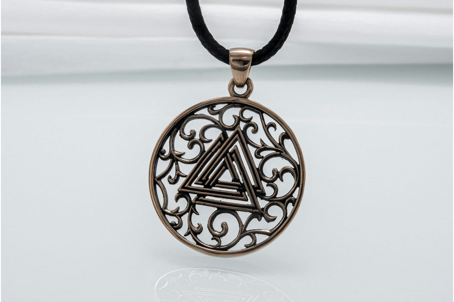 Norse Pendant with Valknut Symbol Bronze Handmade Jewelry - vikingworkshop