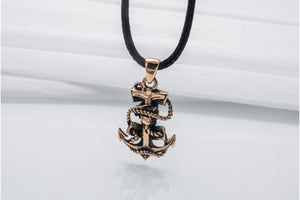 Anchor Symbol Pendant with Hand Bronze Handcrafted Jewelry - vikingworkshop