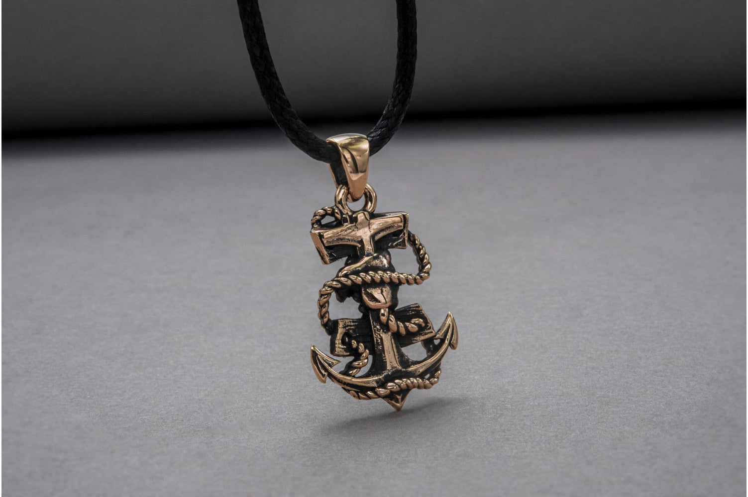 Anchor Symbol Pendant with Hand Bronze Handcrafted Jewelry - vikingworkshop