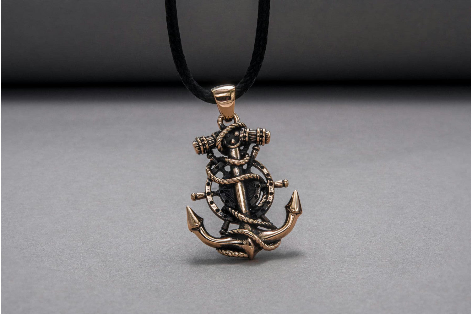 Anchor Symbol with Compass Pendant Bronze Handcrafted Jewelry - vikingworkshop