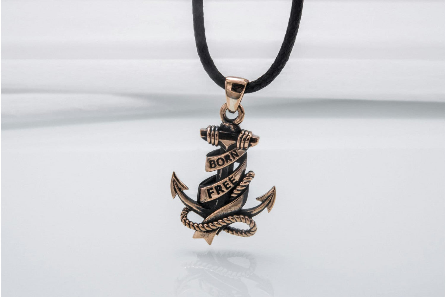 Anchor Symbol with Rope Pendant Bronze Handcrafted Jewelry - vikingworkshop