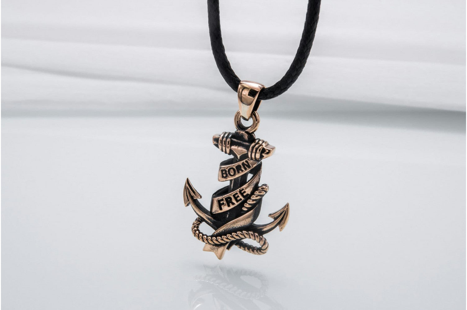 Anchor Symbol with Rope Pendant Bronze Handcrafted Jewelry - vikingworkshop