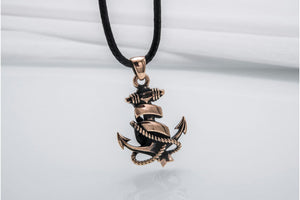 Anchor Symbol with Rope Pendant Bronze Handcrafted Jewelry - vikingworkshop