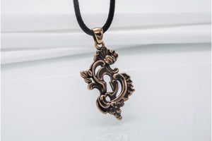 Keyhole Pendant with Flowers Ornament Bronze Handmade Jewelry - vikingworkshop