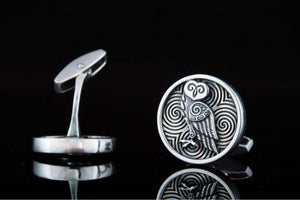 Unique Handmade Cufflinks with Owl Sterling Silver Jewelry - vikingworkshop