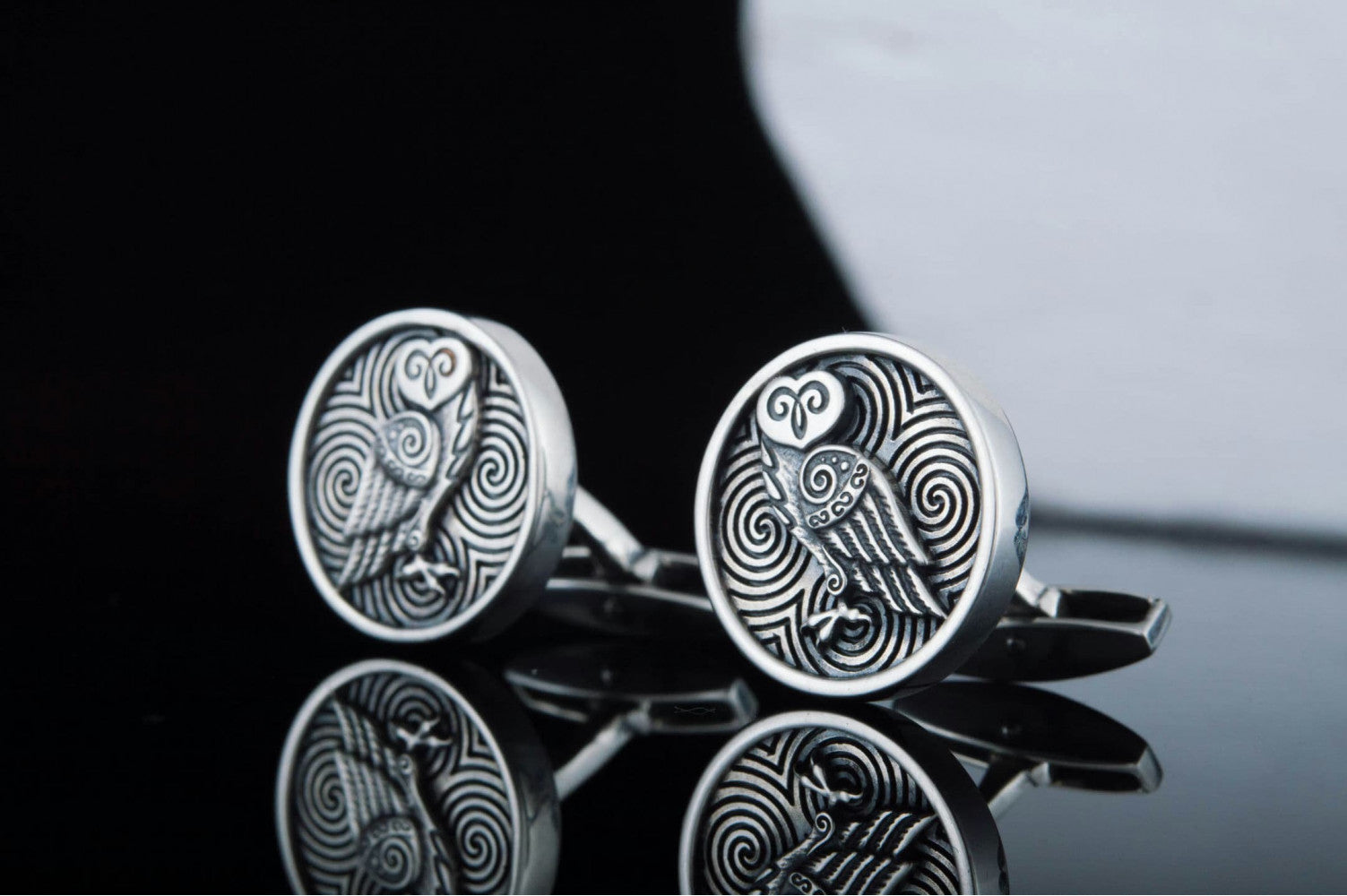 Unique Handmade Cufflinks with Owl Sterling Silver Jewelry