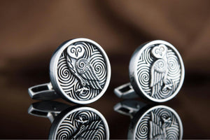 Unique Handmade Cufflinks with Owl Sterling Silver Jewelry - vikingworkshop